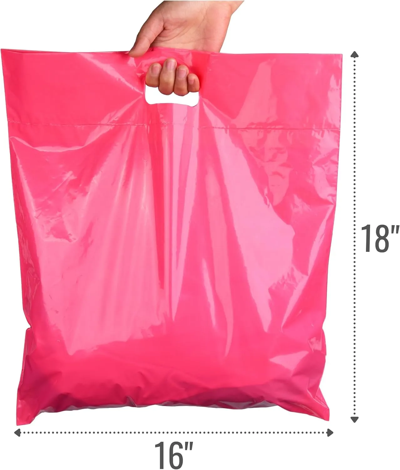 Plastic Shopping Bags for Small Business | 16x18 Extra Large Merchandise Bags | Boutique Bags | Big Retail Bags with Handles | Bolsas de Plastico para Negocio