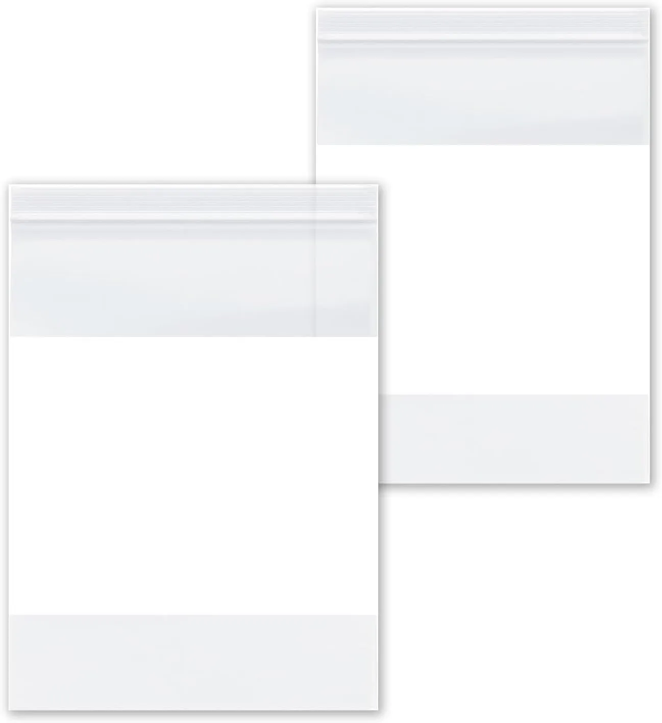 Plastic Zipper Bag, Resealable White Block Bags, Clear, 9 x 12 Inch, 2 Mil, 1000 Pack