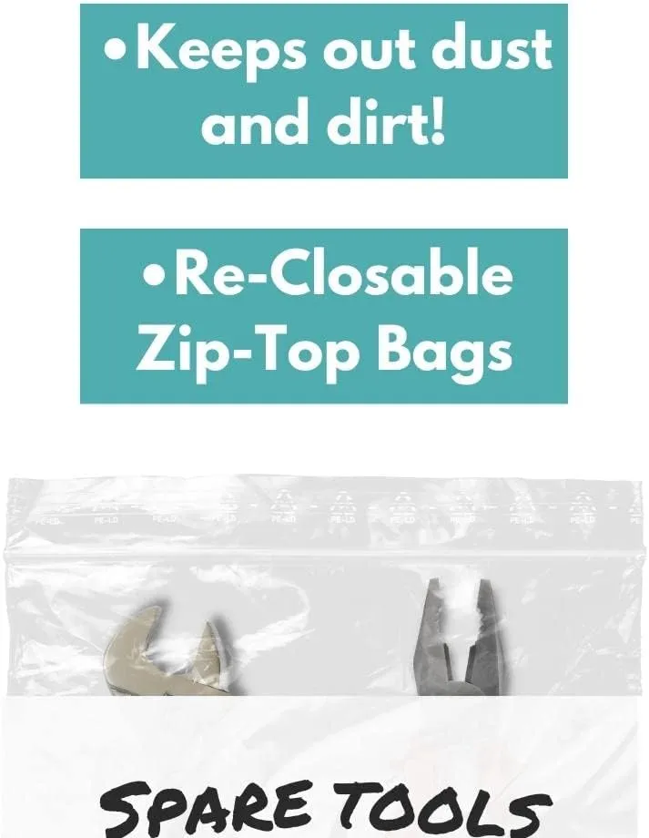 Plastic Zipper Bag, Resealable White Block Bags, Clear, 9 x 12 Inch, 2 Mil, 1000 Pack
