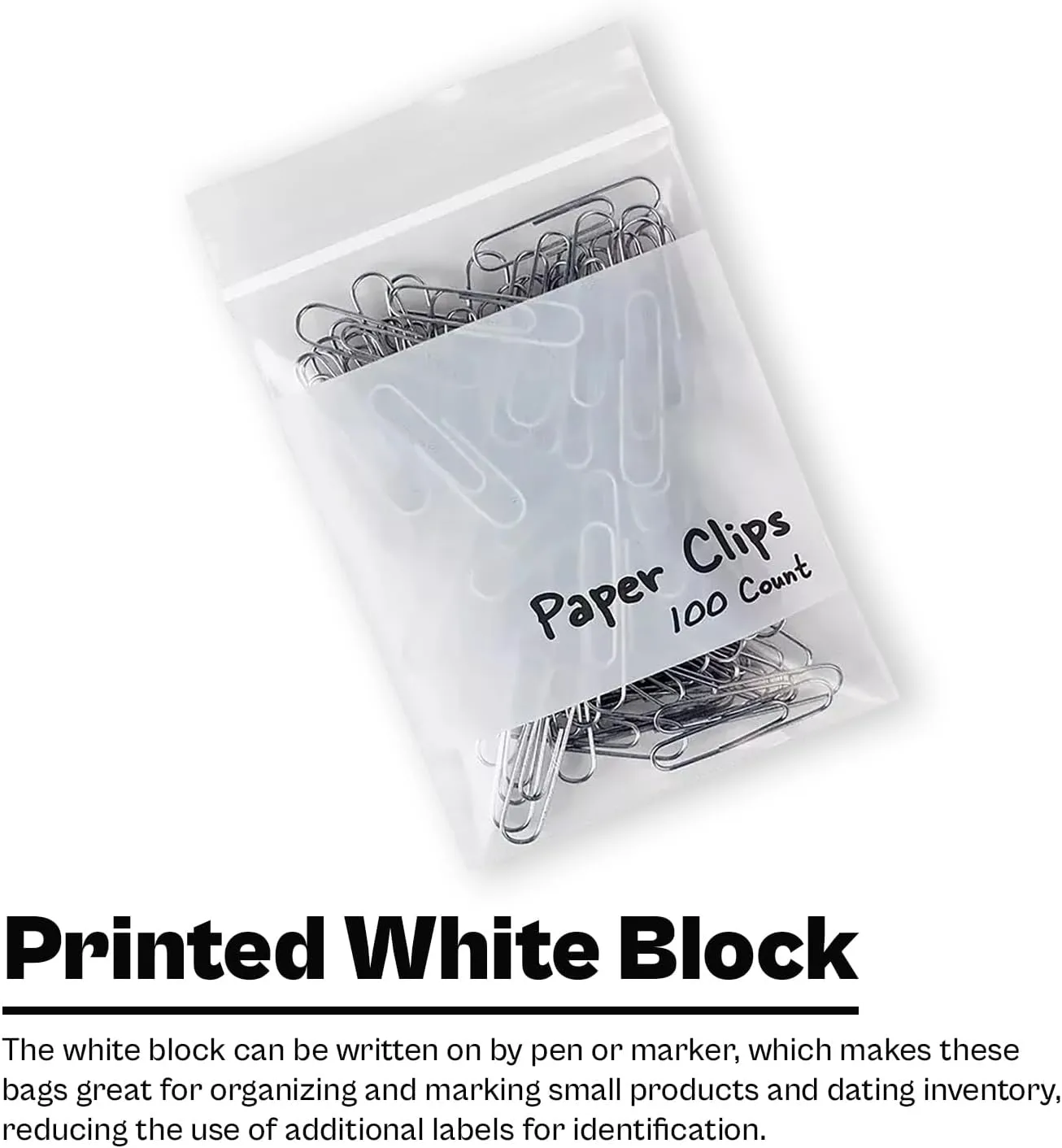 Plastic Zipper Bag, Resealable White Block Bags, Clear, 9 x 12 Inch, 2 Mil, 1000 Pack