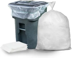 Plasticplace 95-96 gallon Garbage Can Liners │ 2 Mil │ Clear Heavy Duty Trash Bags │ 61” X 68” (25Count)