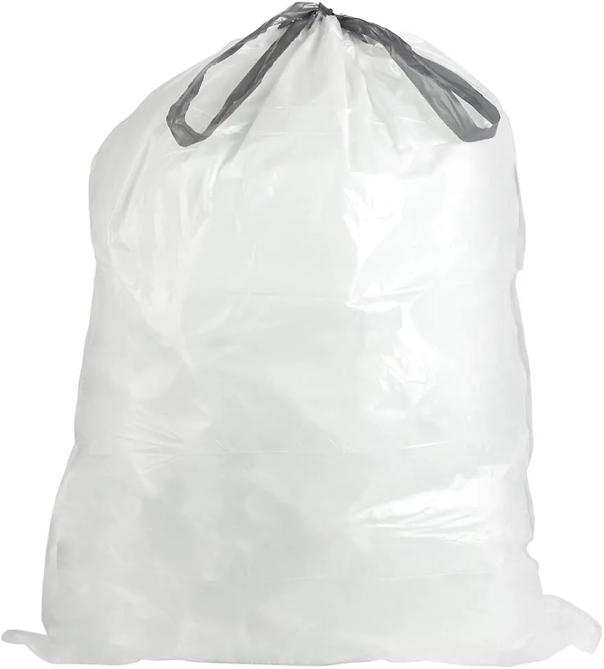 Plasticplace Custom Fit Trash Bags, Compatible with simplehuman Code N (50 Count) White Drawstring Garbage Liners 12-13 Gallon / 45-50 Liters, 22.5" x 31.5"