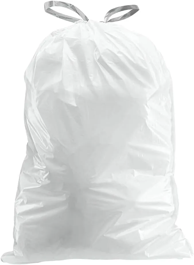Plasticplace Custom Fit Trash Bags, Compatible with simplehuman Code U (200 Count) White Drawstring Garbage Liners 14.5-21 Gallon/ 55-80 Liter 26.5" x 32"