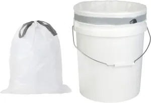 Plasticplace Trash Bags - 5 Gallon Garbage Bag Liners White│0.9 Mil Thick, Sturdy Drawstring Placement│19" X 25" Size (100 Count)