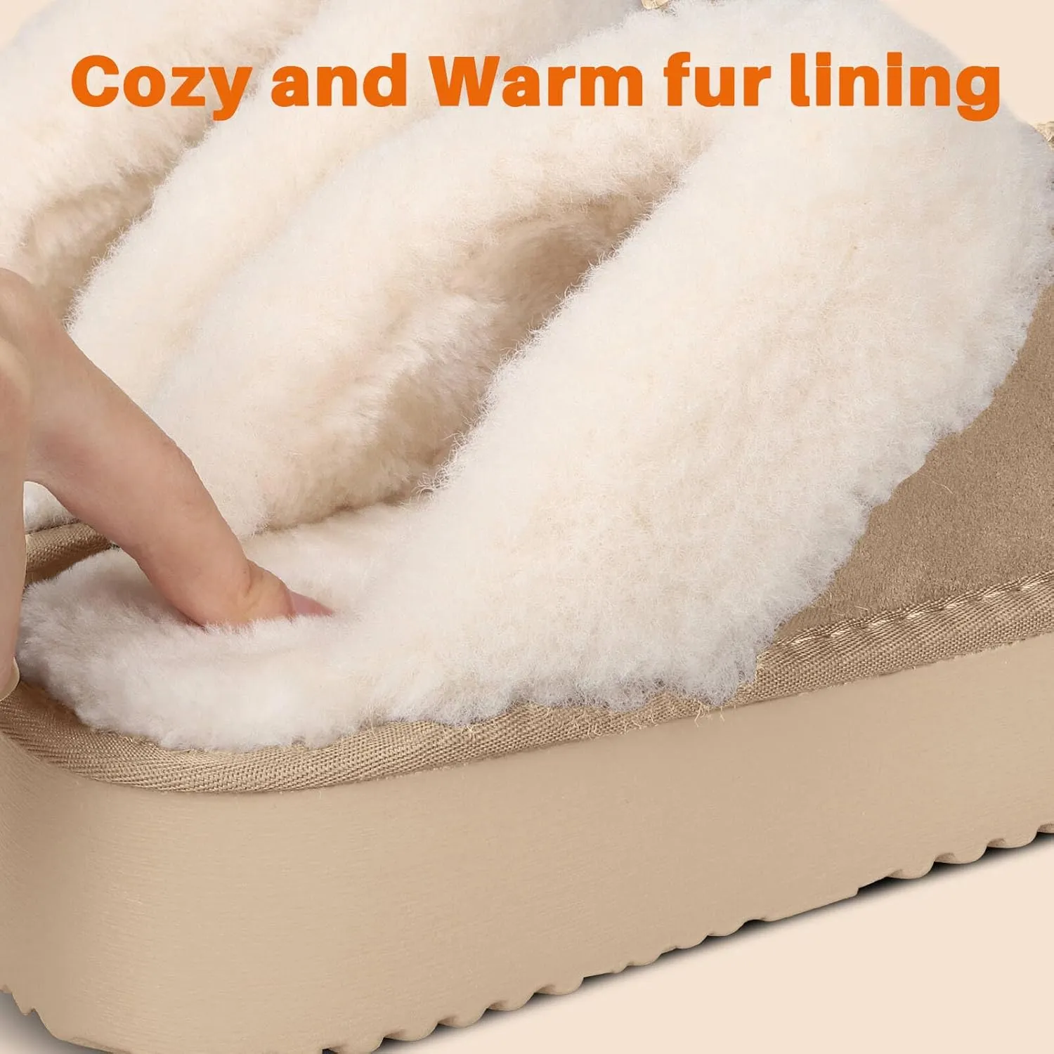 Platform Slippers for Women Warm Shearling Linings Women's Shoe House Slippers Comfortable & Light-Weight