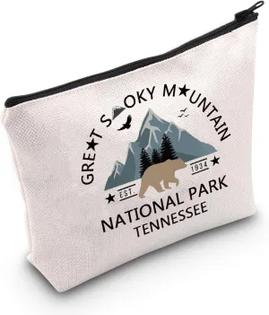 POFULL Retro National Park Gift National Park Cosmetic Bag Black Bear Hiking Gift (GREAT SMOKY bag)