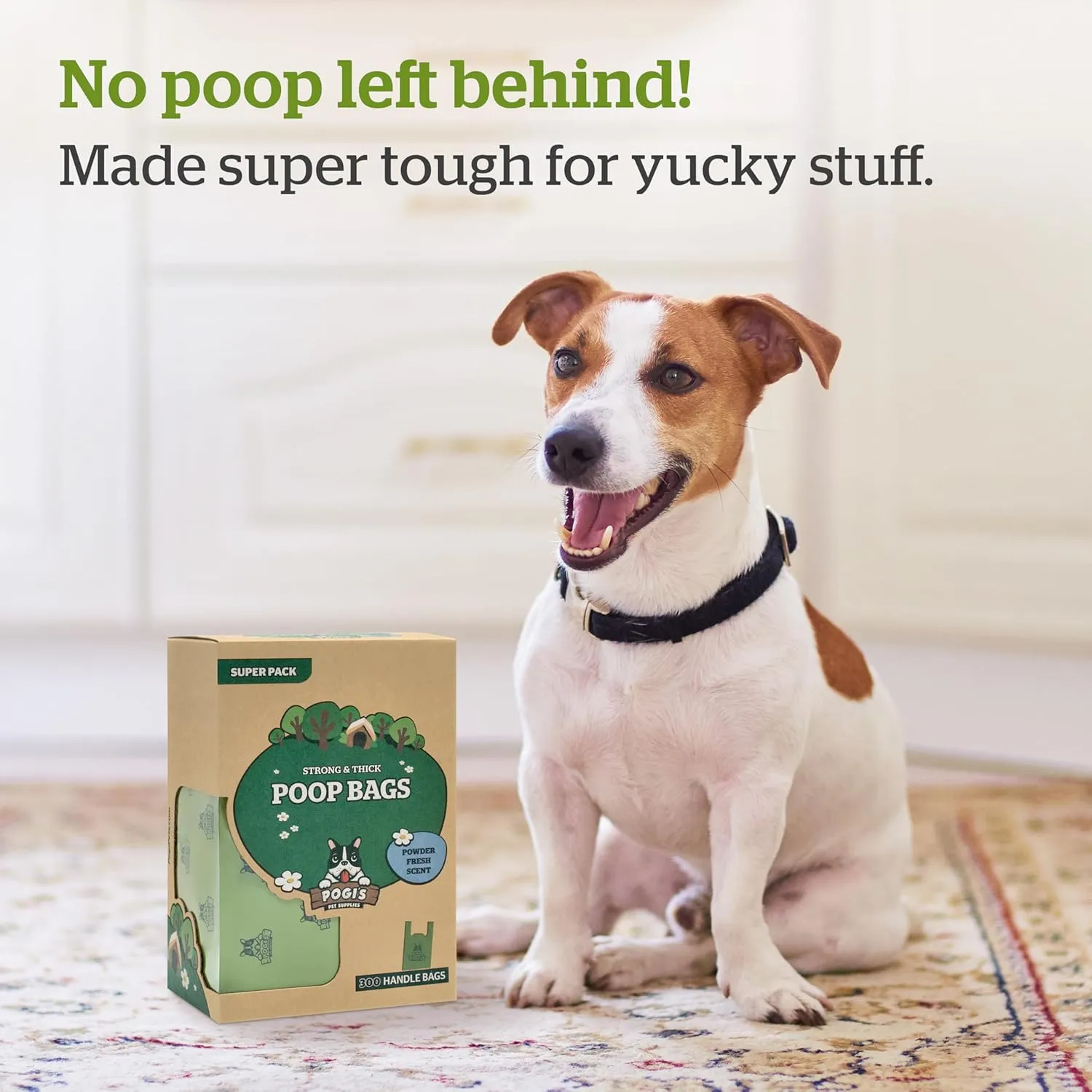 Pogi's Dog Poop Bags with Easy-Tie Handles - 300 Doggy Leak-Proof, Ultra Thick, Scented Poop Bags for Dogs, Cat