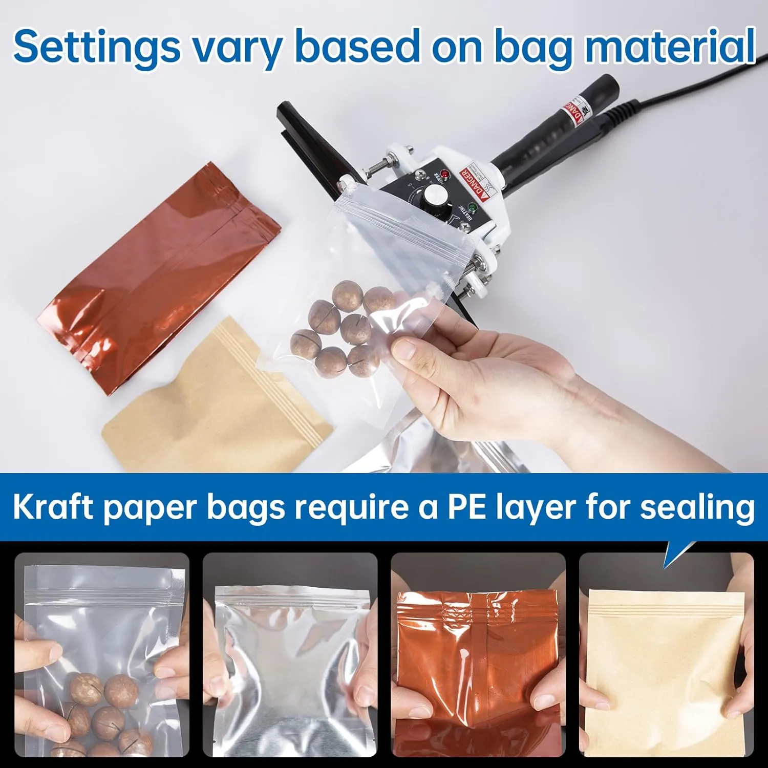 Portable Hand Held Heat Sealer Machine-R-PACK FKR-400, 16 Inches, For Foil Bag, Kraft Bag, Mylar Bag