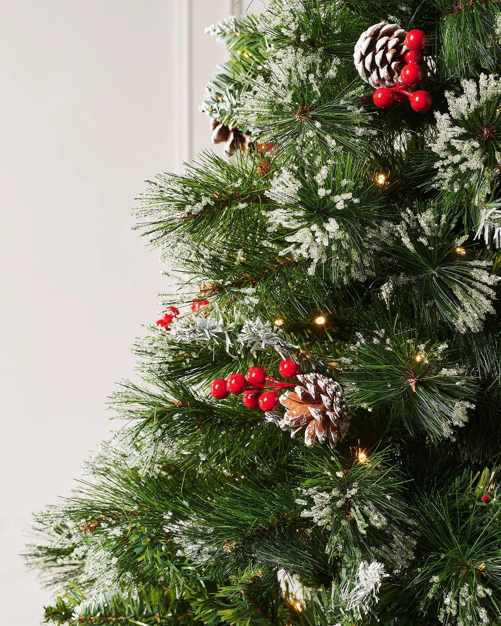 Pre-Lit Victorian Frosted Berries & Pinecones Christmas Tree, 7 ft