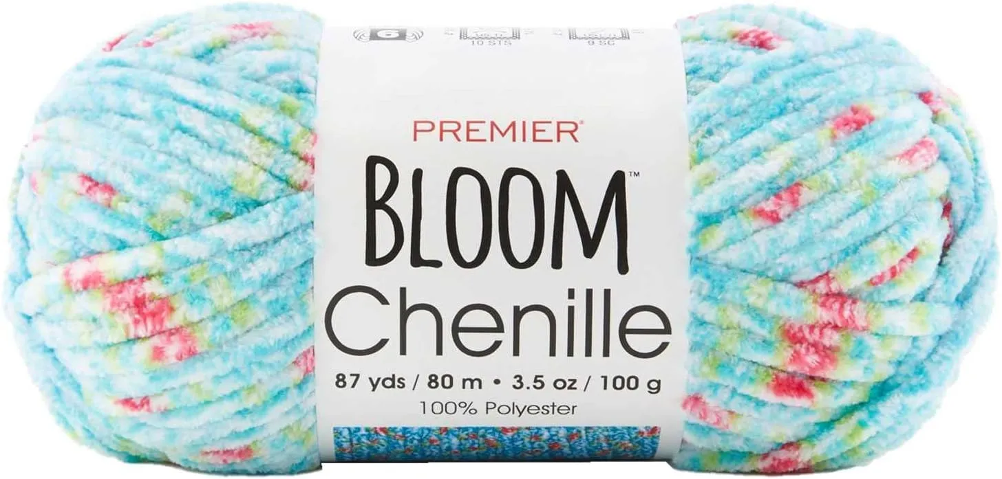 Premier Yarns Bloom Chenille Begonia 2099-07 (3-Skeins - Same Dye Lot) Weight S Bulky #6 Polyester Yarn for Crocheting and Knitting with Project Bag