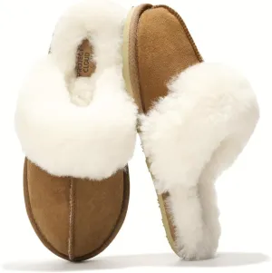 Project Cloud 100% Australian Sheepskin Scuff Slippers for Women - Genuine Shearling Memory Foam Slides for Women - Non-Slip Womens Slippers (Lynsey) (Lynsey)
