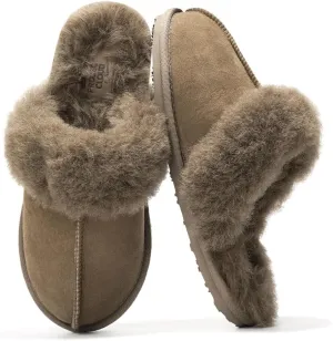 Project Cloud 100% Australian Sheepskin Scuff Slippers for Women - Genuine Shearling Memory Foam Slides for Women - Non-Slip Womens Slippers (Lynsey) (Lynsey)