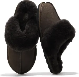 Project Cloud 100% Australian Sheepskin Scuff Slippers for Women - Genuine Shearling Memory Foam Slides for Women - Non-Slip Womens Slippers (Lynsey) (Lynsey)