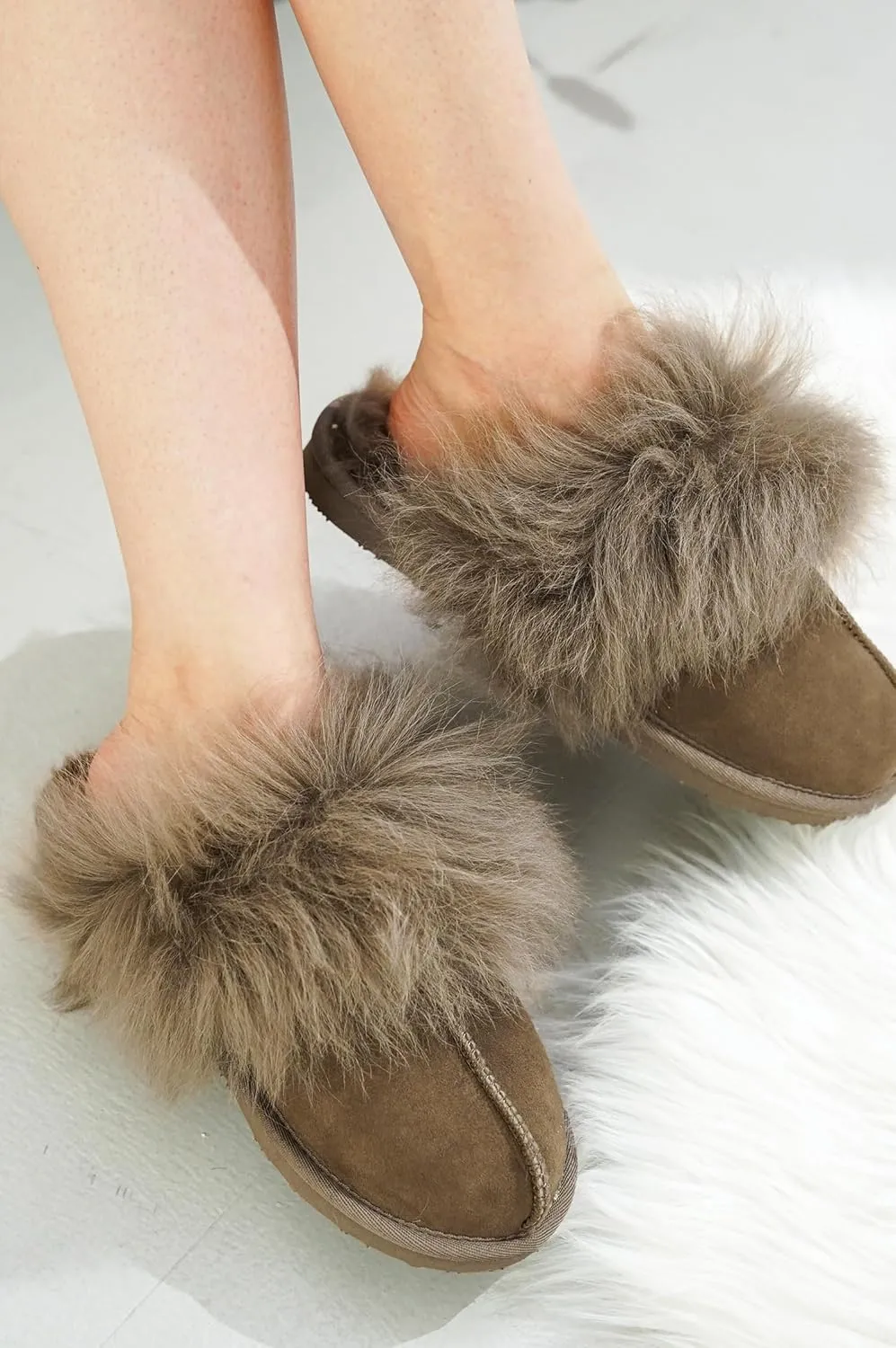 Project Cloud 100% Australian Sheepskin Scuff Slippers for Women - Genuine Shearling Memory Foam Slides for Women - Non-Slip Womens Slippers (Ryann)
