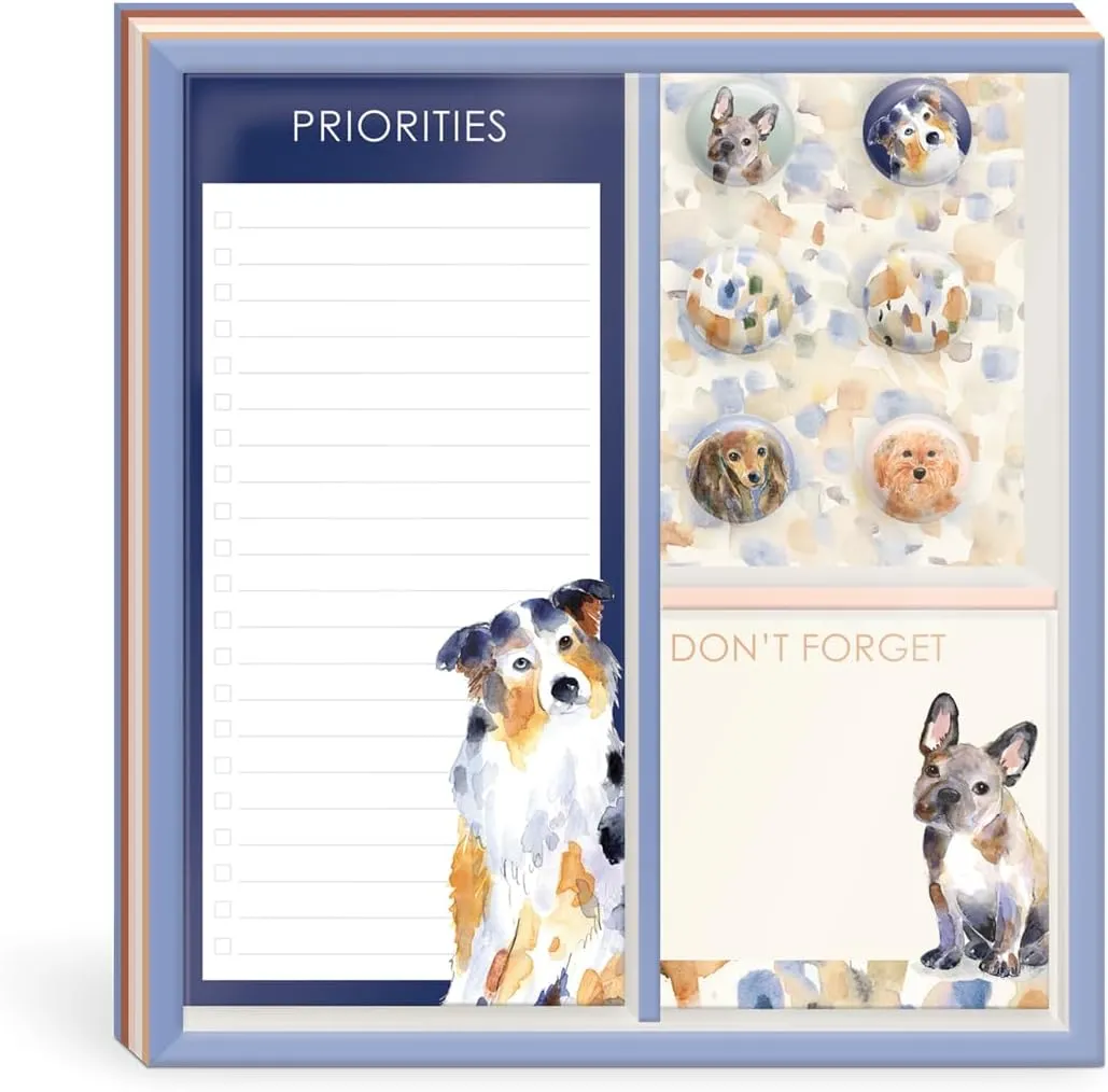 Punch Studio Watercolor Pets DogsNotepad, Listpad and Magnet Set (59256)