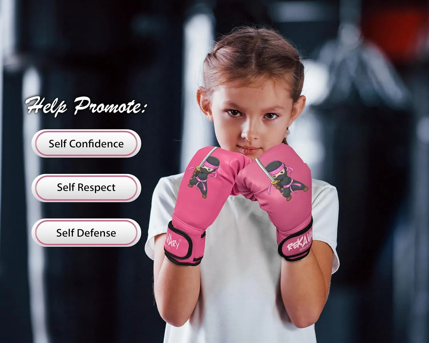 Punching Bag for Kids - 5' 3" Tall and Stable - Ninja Kids Inflatable Punching Bag Combo Kit with Kids Boxing Gloves, a Pump and Repair Kit. Boxing Bag for Immediate Bounce Back