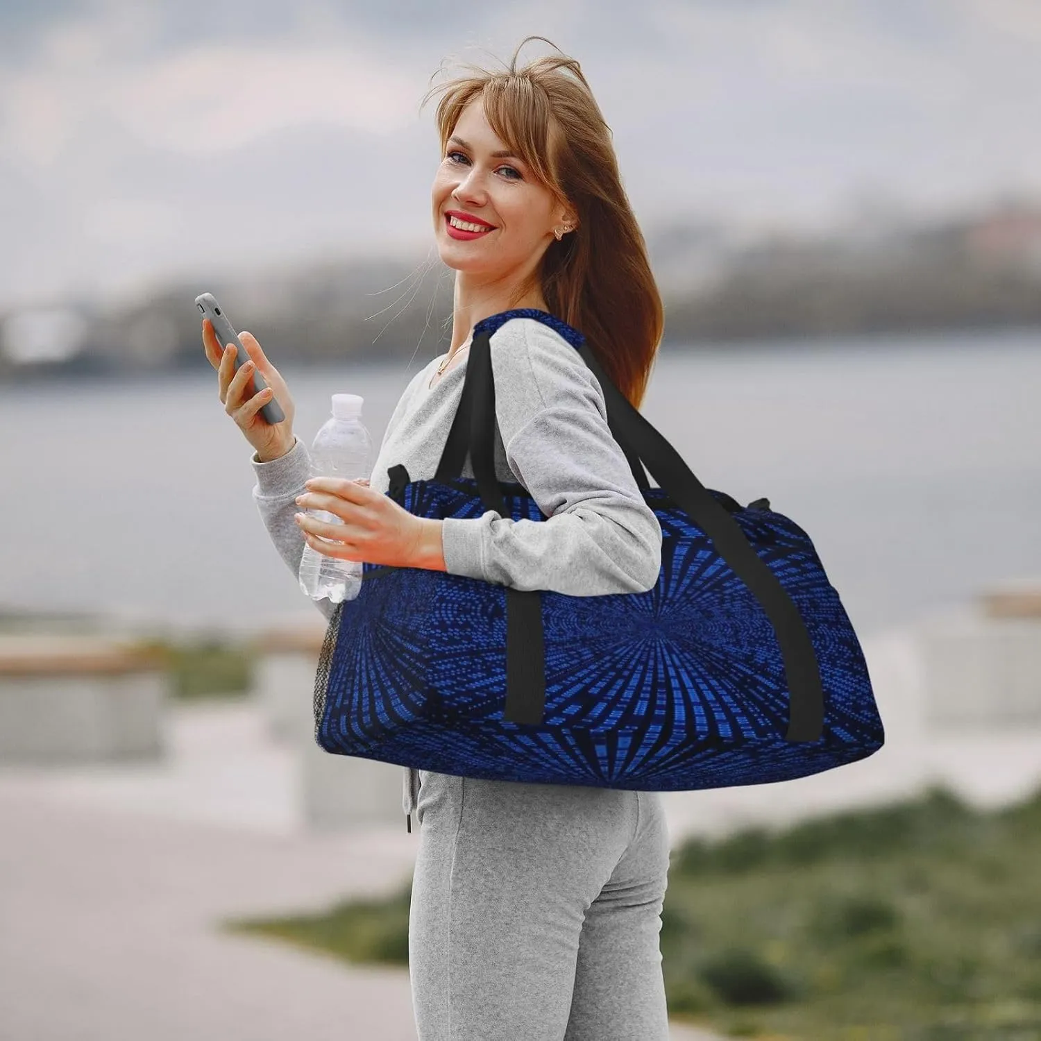 Purple Circle Illusion Travel Duffel Bag Large Foldable Waterproof Overnight Bag For Beach Swim Bags Pool Sports Gym