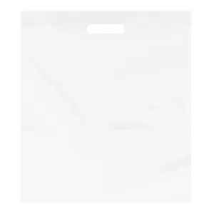 Purple Q Crafts Plastic Bag with Die Cut Handle Bag 15"x18" White Plastic Merchandise Bags 50 Pack for Retail, Gifts, Trade Show and More