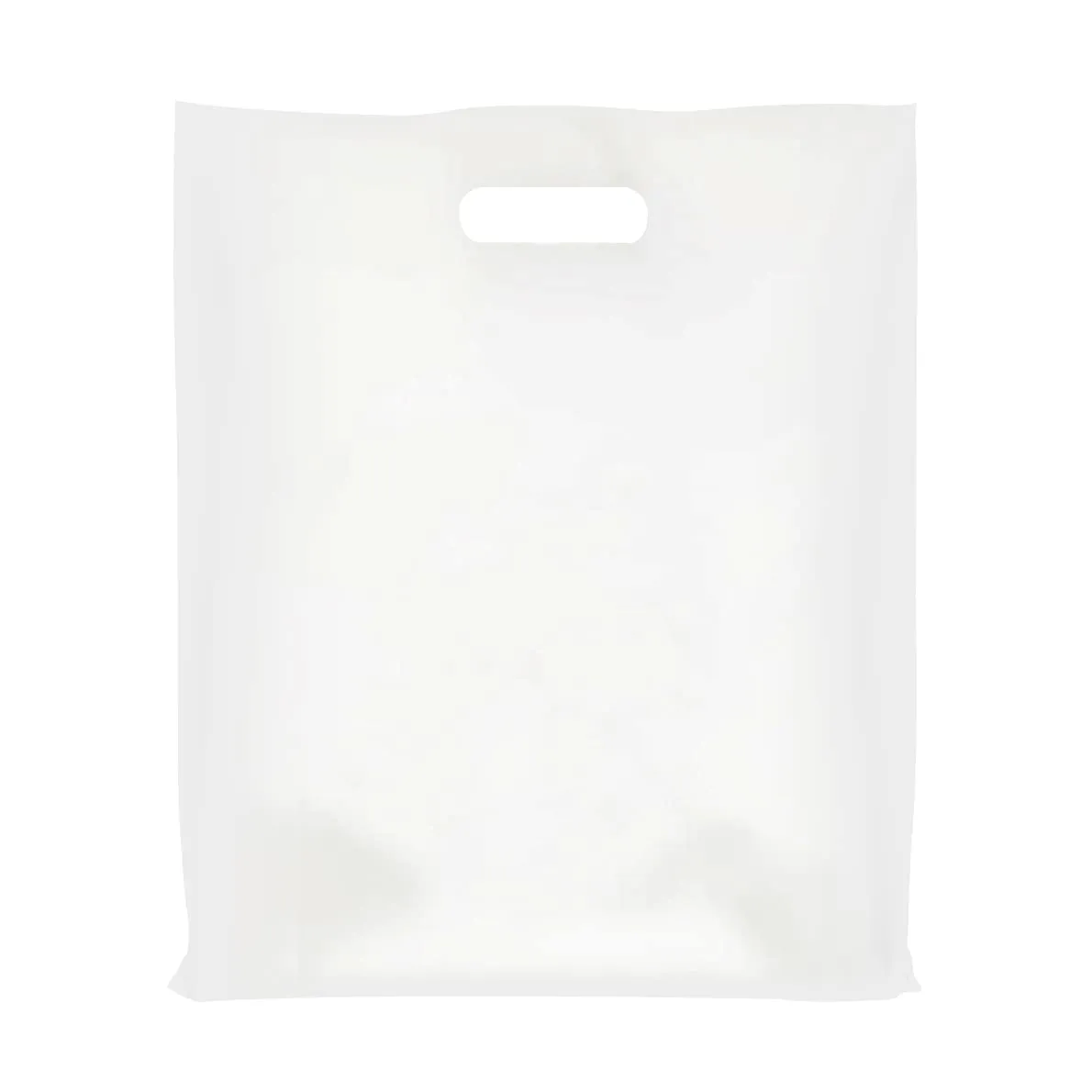 Purple Q Crafts Plastic Bag with Die Cut Handle Bag 15"x18" White Plastic Merchandise Bags 50 Pack for Retail, Gifts, Trade Show and More