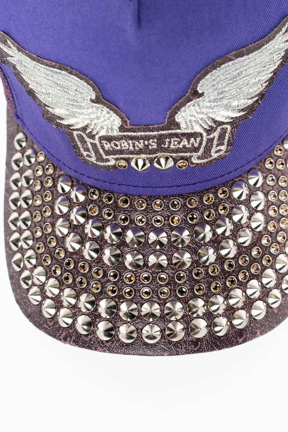 PURPLE/WINE OSTRICH TRUCKER HAT WITH SILVER WING LOGO EMBROIDERY