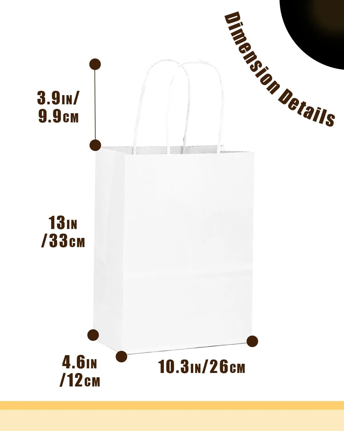 qiqee 100-Packs White Paper Gift Bags with Handles 13"×10.2"×4.7" Large Size Gift Bags Multiple Uses