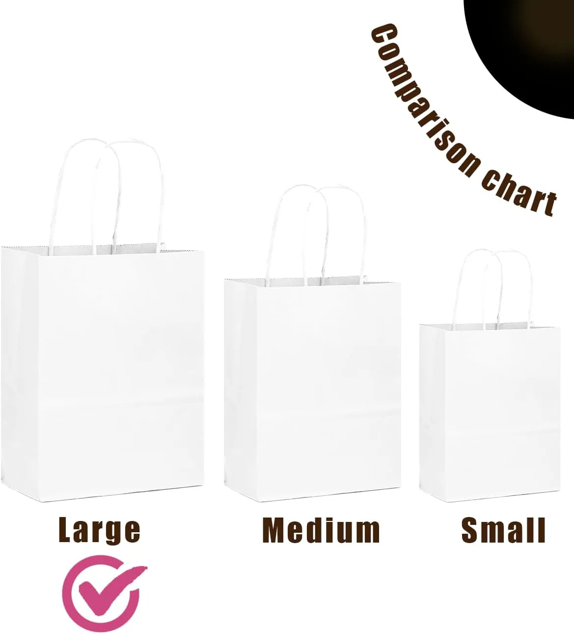 qiqee 100-Packs White Paper Gift Bags with Handles 13"×10.2"×4.7" Large Size Gift Bags Multiple Uses