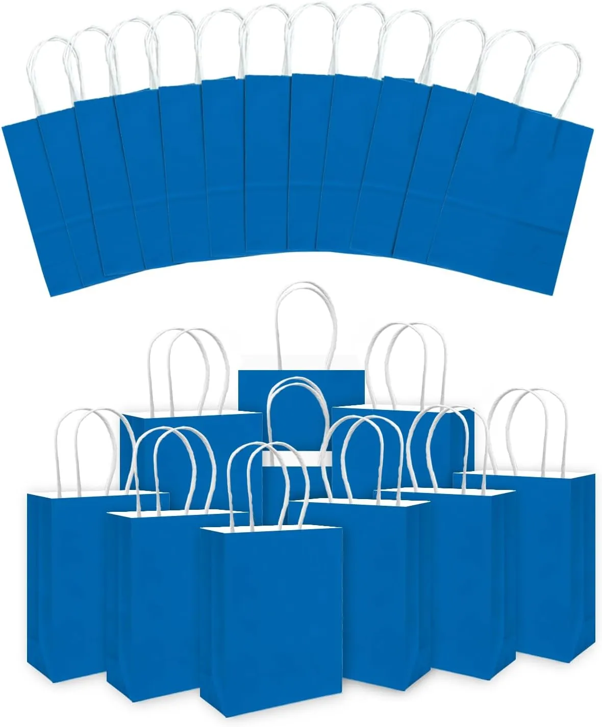 qiqee 30PCS Medium Gift Bag with Handles Bulk 11"x5"x8" Gift Bags Cyan Bags Multiple Uses (Medium Size)