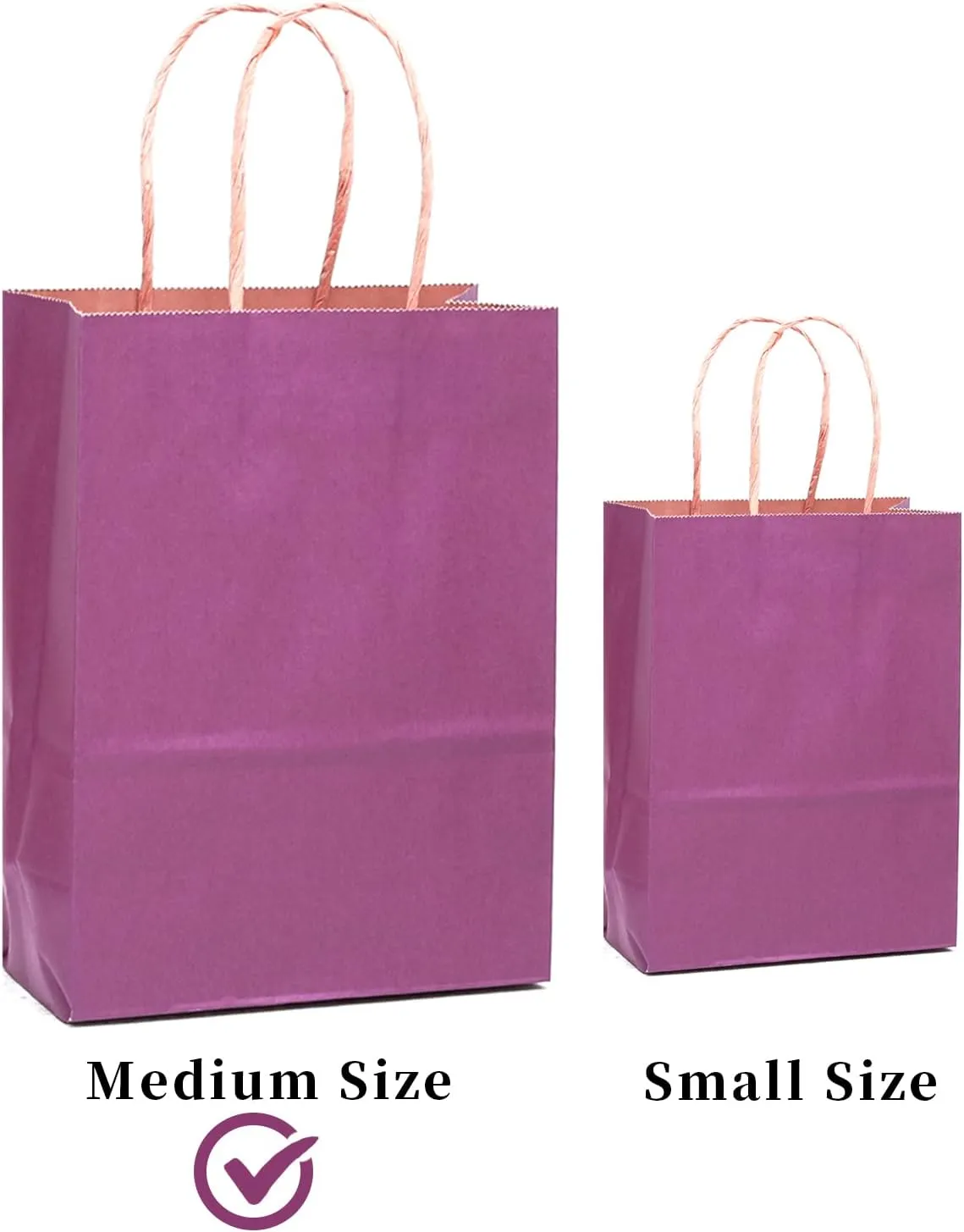 qiqee 32-Packs Deep Purple Paper Gift Bags with Handles Bulk 7.6"x4.75"x10.5" Medium Size Gift Bags Multiple Uses