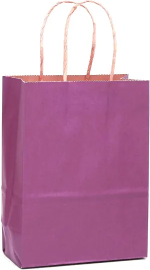 qiqee 32-Packs Deep Purple Paper Gift Bags with Handles Bulk 7.6"x4.75"x10.5" Medium Size Gift Bags Multiple Uses