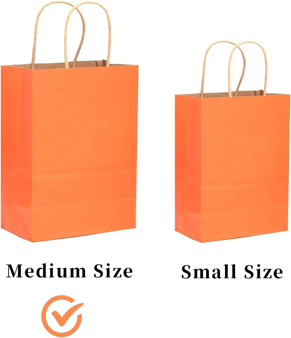 qiqee 32-Packs Paper Bags with Handles Bulk 7.6"x4.75"x10.5" Medium Gift Bags 16 Different Senior Color Bags Multiple Uses（Medium Size）