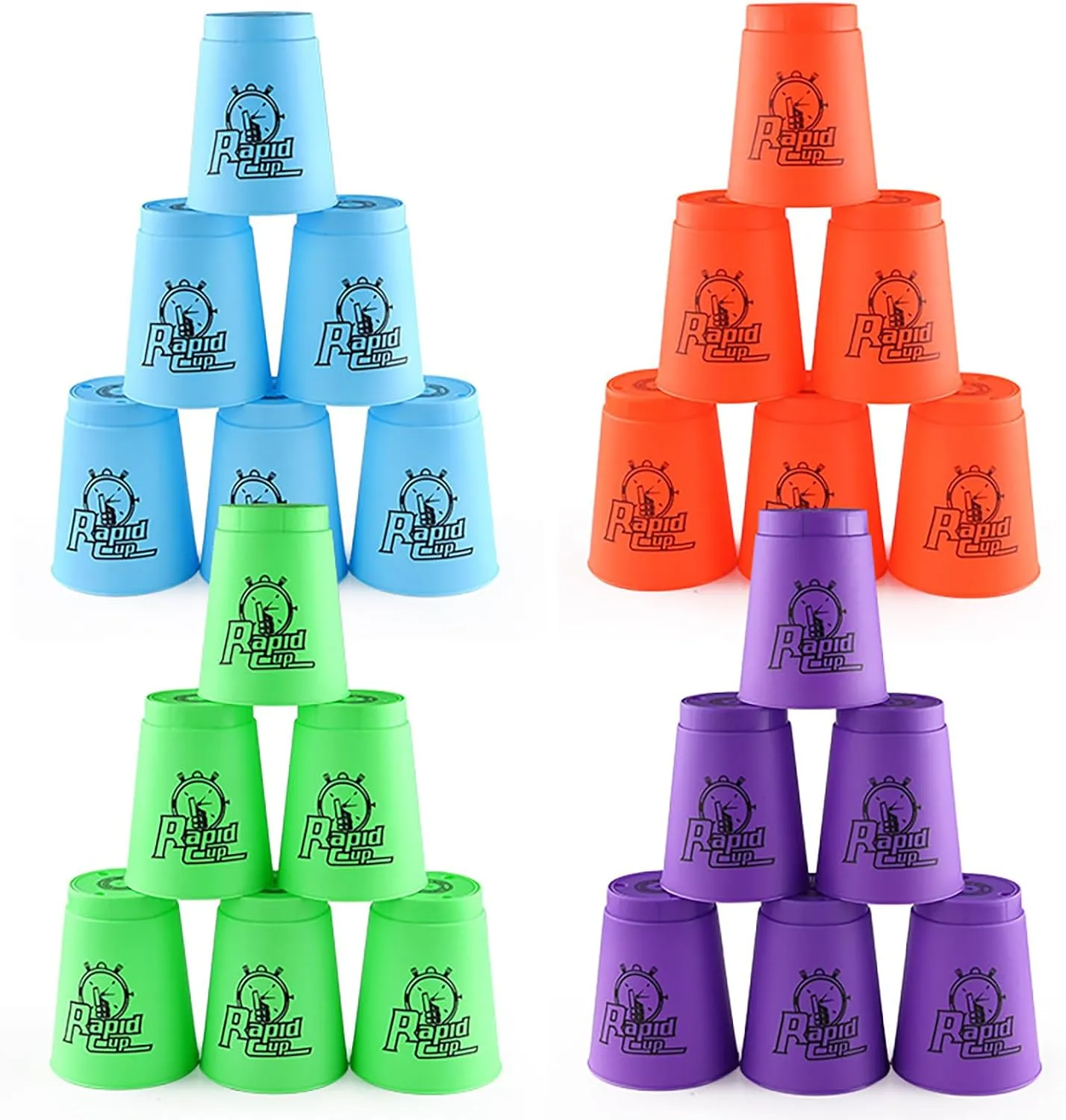 Quick Stacks Cups 24 PC of Sports Stacking Cups Speed Training Game for Challenge Competition Travel Party Gift (Blue Green)