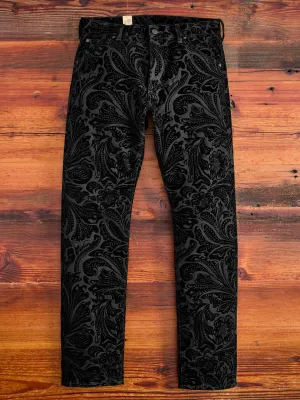 "Black Floral" 12oz Flocked Denim - High Slim Fit