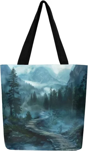 Rainbow Castle Canvas Tote Bag Castle Dreamy Themed Canvas Bags