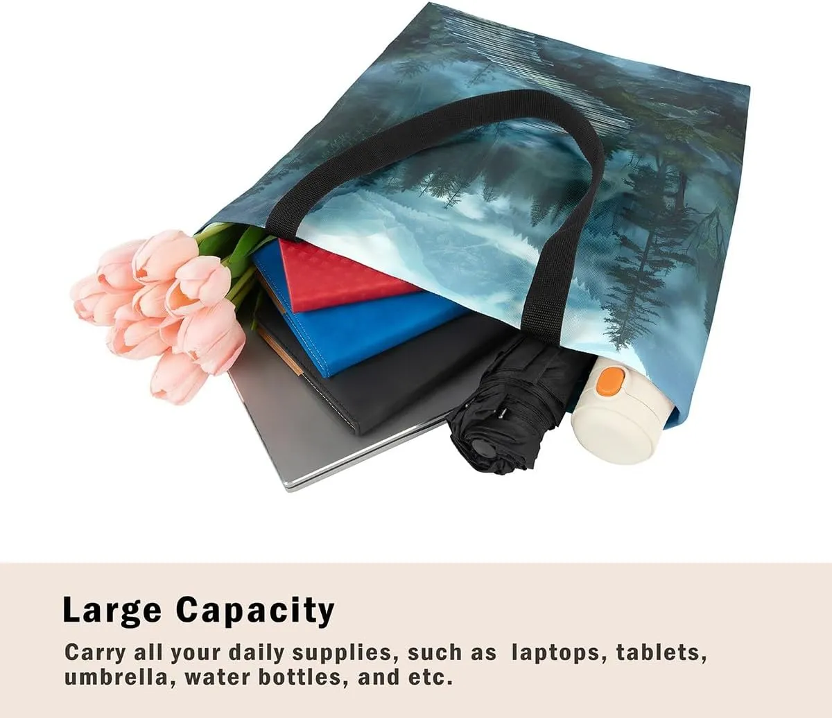 Rainbow Castle Canvas Tote Bag Castle Dreamy Themed Canvas Bags