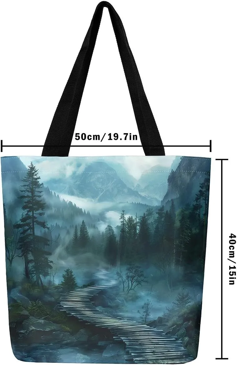 Rainbow Castle Canvas Tote Bag Castle Dreamy Themed Canvas Bags