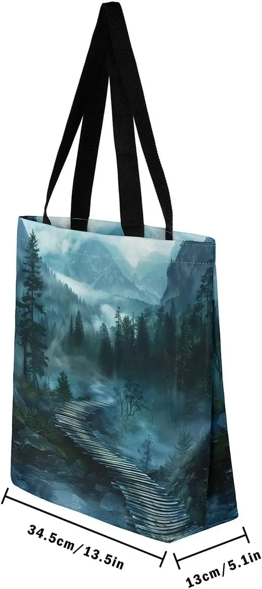 Rainbow Castle Canvas Tote Bag Castle Dreamy Themed Canvas Bags