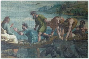Raphael Miraculous Draught Fishes Adults Jigsaw 500 Piece Puzzles Game Puzzle Gifts Personalized Men Gifts Unique Animal Painting Art, 20.5x14.9 Inch