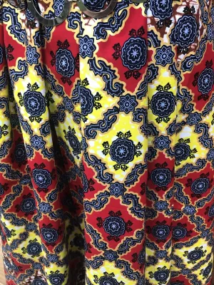 Red and Yellow Optical Illusion Hollandaise Gold Line Cotton Wax