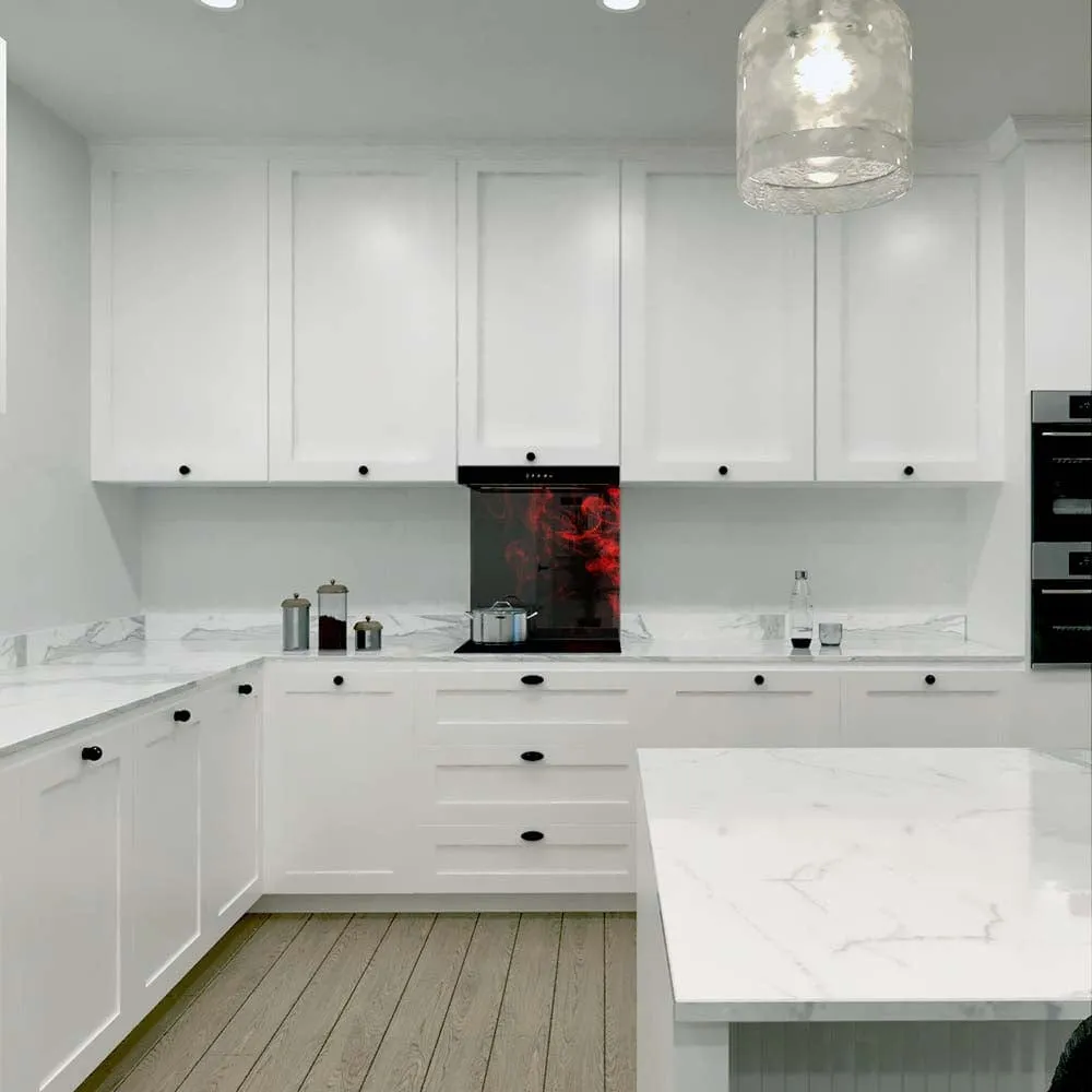 Red Smoke Printed Glass  Splashback - DIY