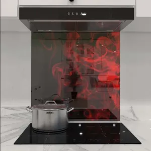 Red Smoke Printed Glass  Splashback - DIY