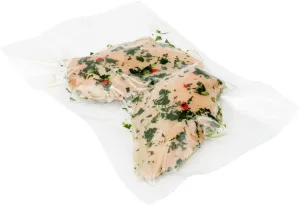 Restaurantware Fresh Hero 12 x 8 Inch Vacuum Sealer Bags 100 Food Storage Bags - 3 mil Thick Microwavable Clear Plastic Sous Vide Bags Freezable For Storing Food Or Sous Vide Cooking