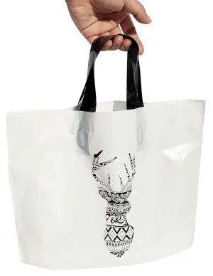Retail bags Merchandise Bags 10x13 Soft Loop Shopper Reusable Gift Bags Shopping Bag Retail Bag for Event, Craft Show, Holiday Gift Pack of 50 (deer)