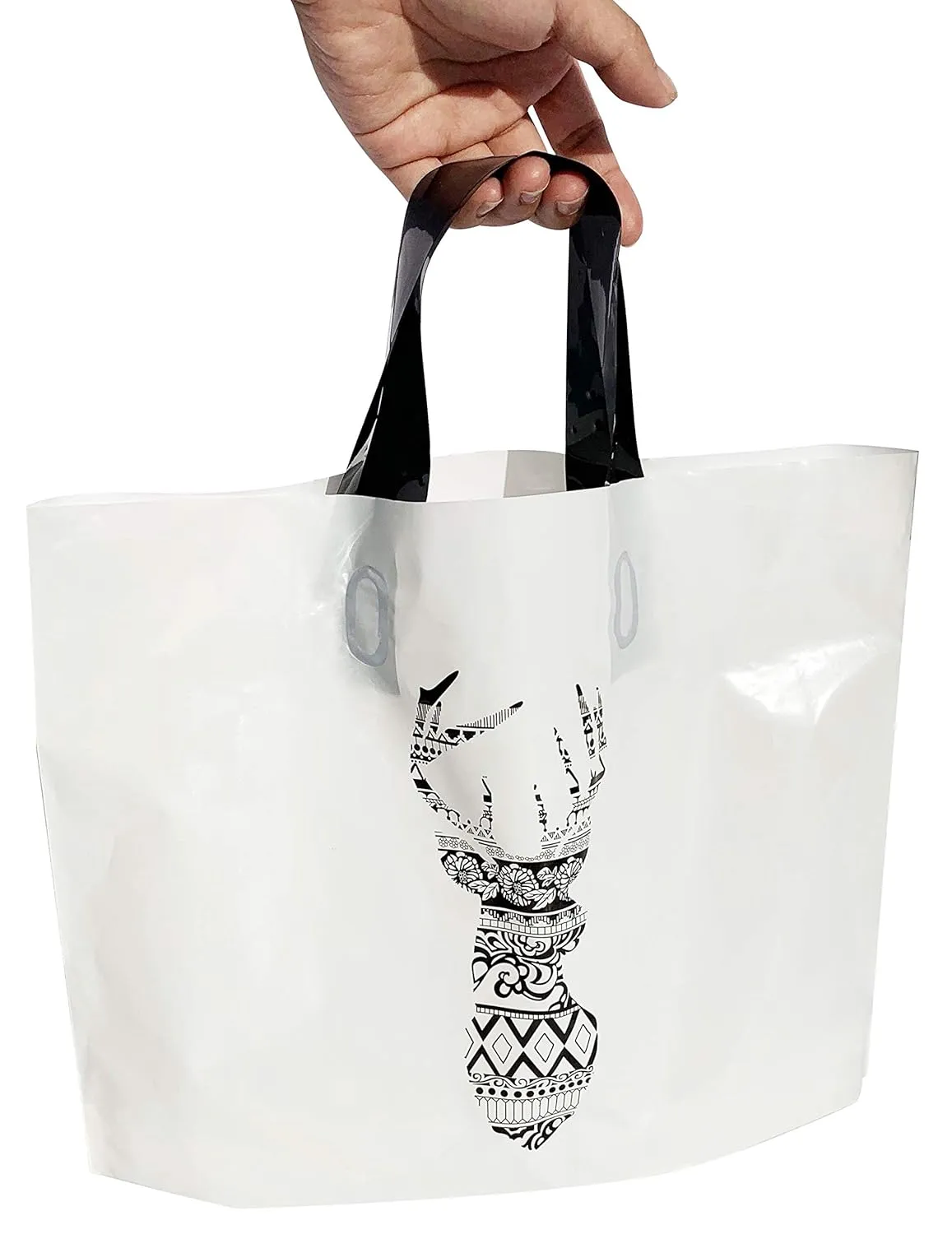 Retail bags Merchandise Bags 10x13 Soft Loop Shopper Reusable Gift Bags Shopping Bag Retail Bag for Event, Craft Show, Holiday Gift Pack of 50 (deer)