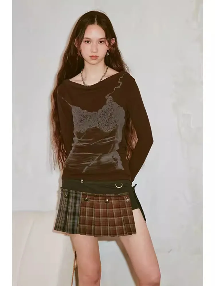 retro illusion suspenders printed  shirt
