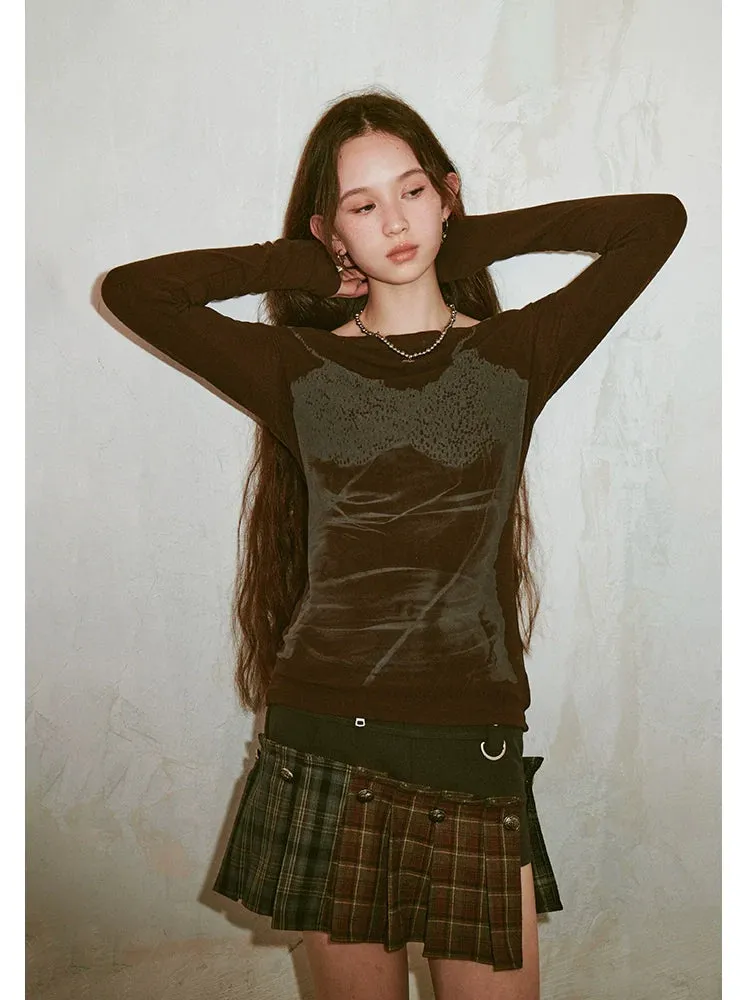 retro illusion suspenders printed  shirt