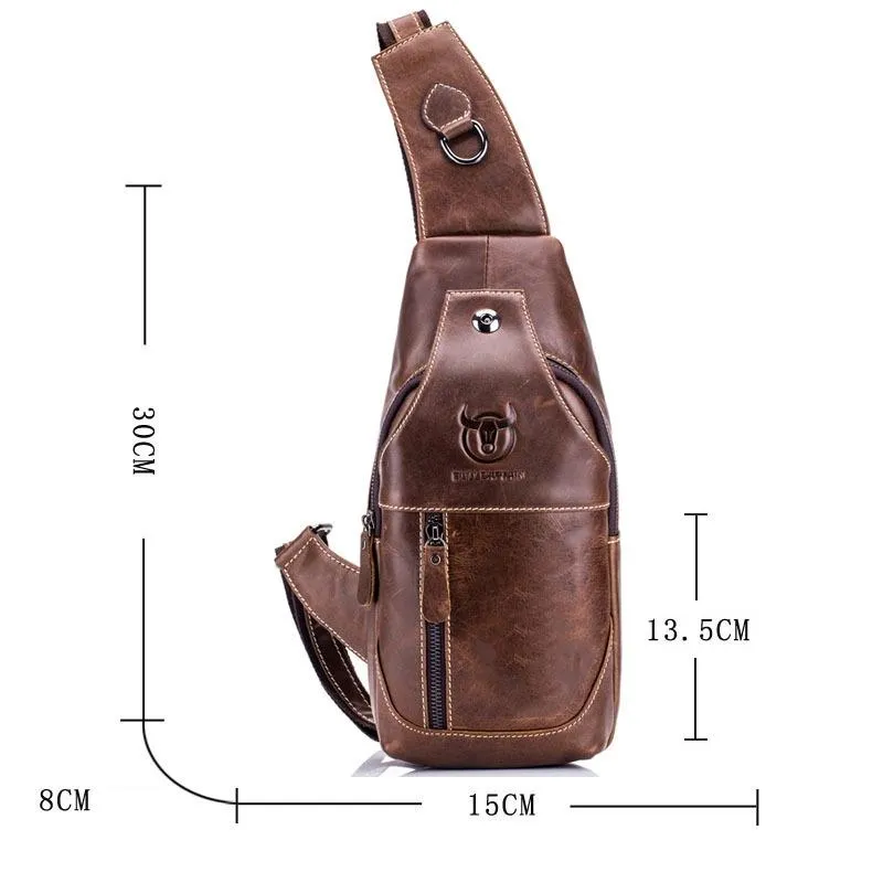Retro Leather Crossbody Chest Bag Gray   Buckle