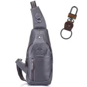 Retro Leather Crossbody Chest Bag Gray   Buckle