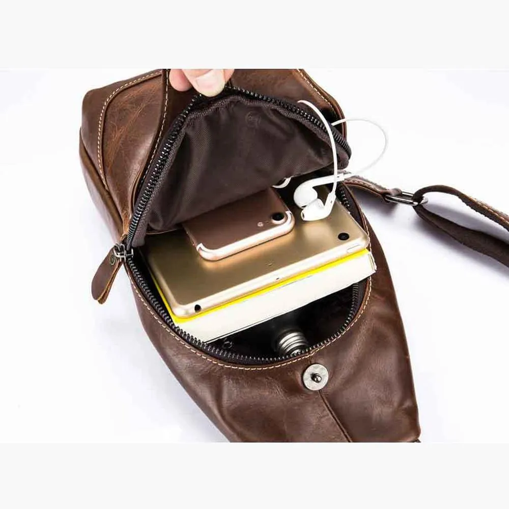 Retro Leather Crossbody Chest Bag Gray   Buckle