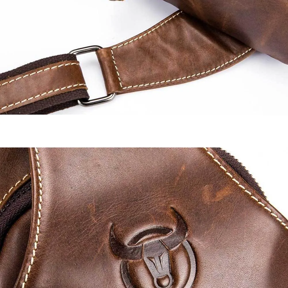 Retro Leather Crossbody Chest Bag Gray   Buckle