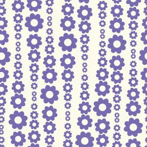 Retro Optical Illusion Floral Fabric - Purple/Tan